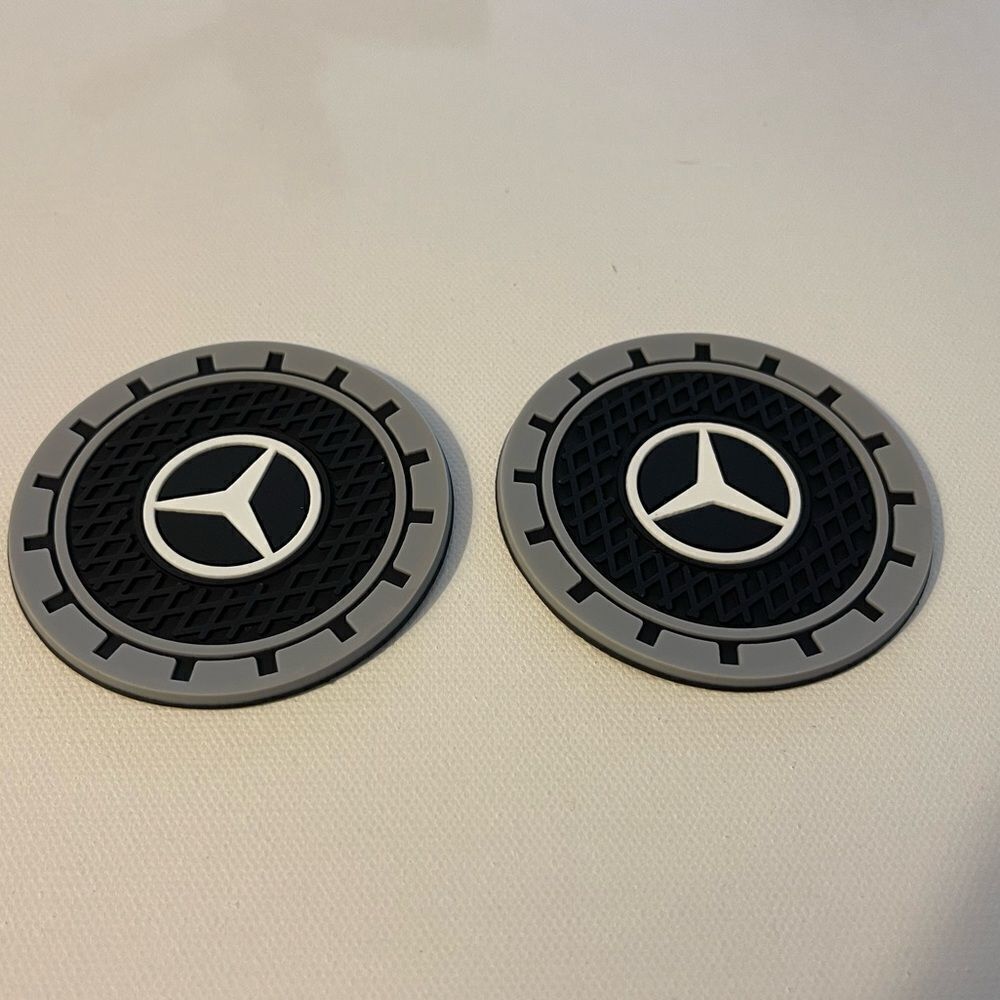 Mercedes Benz Car Cup Coasters in Black and Gray Set of 2 NWT - Picture 2 of 4